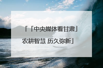 「中央媒体看甘肃」农耕智慧 历久弥新