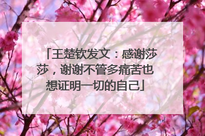 王楚钦发文：感谢莎莎，谢谢不管多痛苦也想证明一切的自己