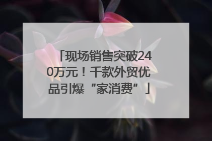 现场销售突破240万元！千款外贸优品引爆“家消费”