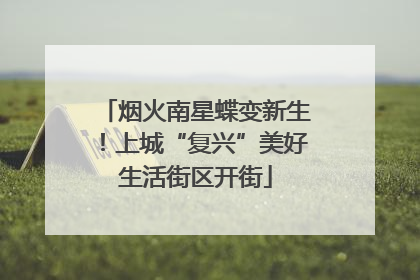 烟火南星蝶变新生！上城“复兴”美好生活街区开街