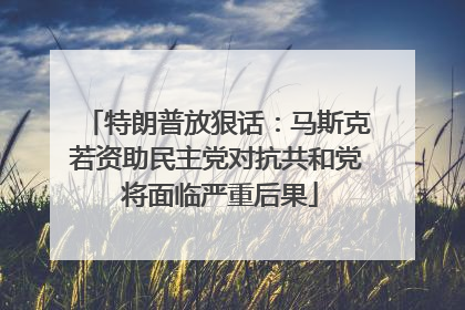 特朗普放狠话：马斯克若资助民主党对抗共和党 将面临严重后果