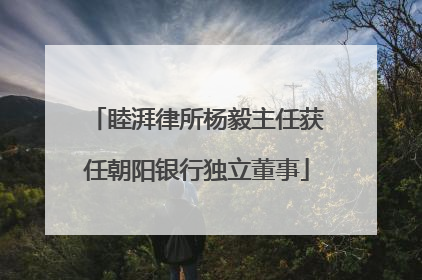 睦湃律所杨毅主任获任朝阳银行独立董事