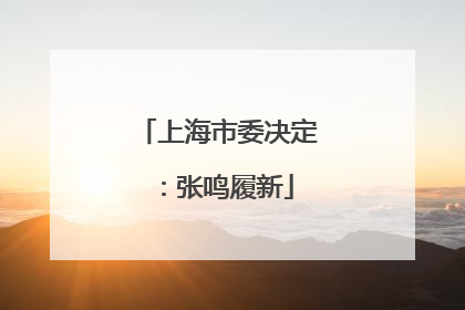 上海市委决定：张鸣履新