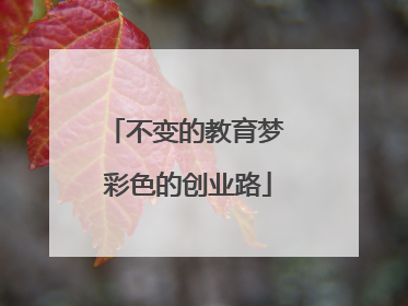 不变的教育梦 彩色的创业路