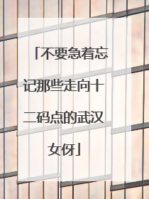 不要急着忘记那些走向十二码点的武汉女伢