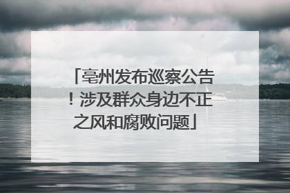 亳州发布巡察公告！涉及群众身边不正之风和腐败问题