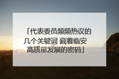 代表委员频频热议的几个关键词 藏着临安高质量发展的密码