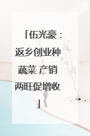 伍光豪：返乡创业种蔬菜 产销两旺促增收