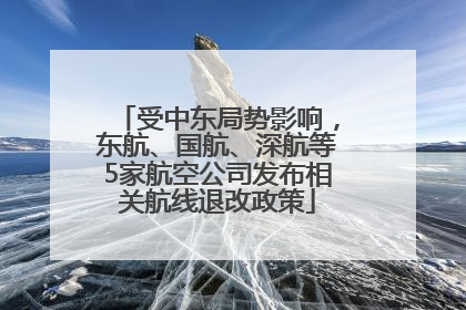 受中东局势影响，东航、国航、深航等5家航空公司发布相关航线退改政策