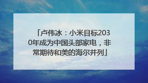卢伟冰：小米目标2030年成为中国头部家电，非常期待和美的海尔并列