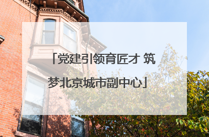 党建引领育匠才 筑梦北京城市副中心