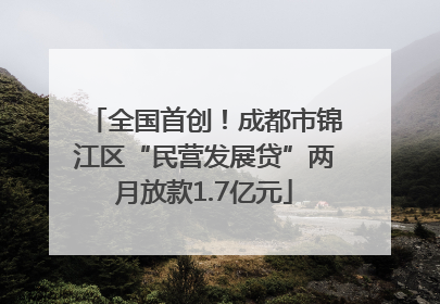 全国首创！成都市锦江区“民营发展贷”两月放款1.7亿元