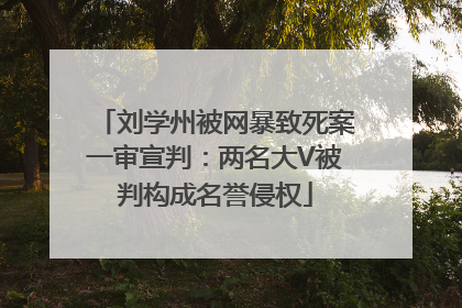 刘学州被网暴致死案一审宣判：两名大V被判构成名誉侵权