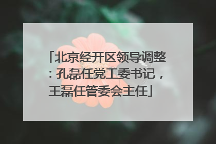北京经开区领导调整：孔磊任党工委书记，王磊任管委会主任