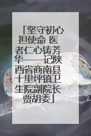 坚守初心担使命 医者仁心铸芳华——记陕西省商南县十里坪镇卫生院副院长贾胡委
