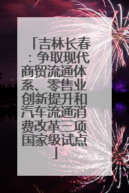 吉林长春：争取现代商贸流通体系、零售业创新提升和汽车流通消费改革三项国家级试点