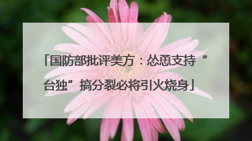 国防部批评美方：怂恿支持“台独”搞分裂必将引火烧身