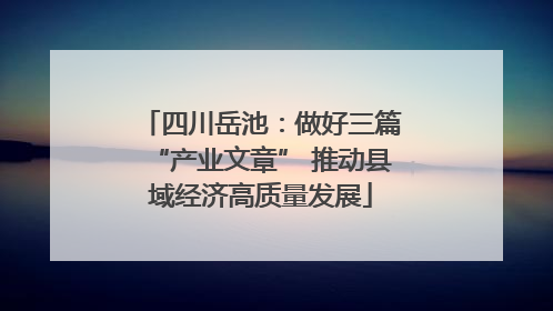 四川岳池：做好三篇“产业文章” 推动县域经济高质量发展