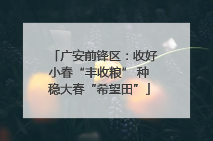 广安前锋区：收好小春“丰收粮” 种稳大春“希望田”