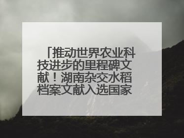 推动世界农业科技进步的里程碑文献！湖南杂交水稻档案文献入选国家级名录