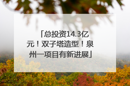 总投资14.3亿元！双子塔造型！泉州一项目有新进展