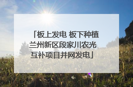 板上发电 板下种植 兰州新区段家川农光互补项目并网发电