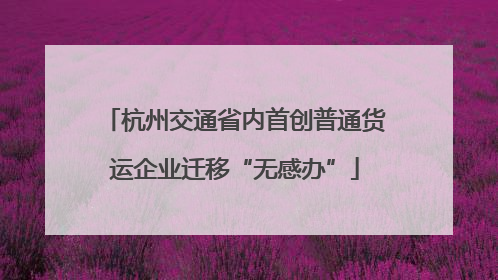 杭州交通省内首创普通货运企业迁移“无感办”