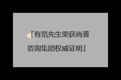 有范先生荣获尚普咨询集团权威证明