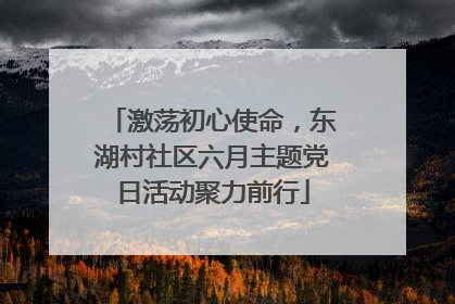 激荡初心使命，东湖村社区六月主题党日活动聚力前行
