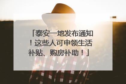 泰安一地发布通知！这些人可申领生活补贴、购房补助！
