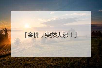 金价，突然大涨！