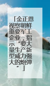 金正恩视察朝鲜重要军工企业，指示“要大量生产新型威力强大的炮弹”