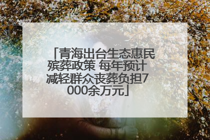 青海出台生态惠民殡葬政策 每年预计减轻群众丧葬负担7000余万元