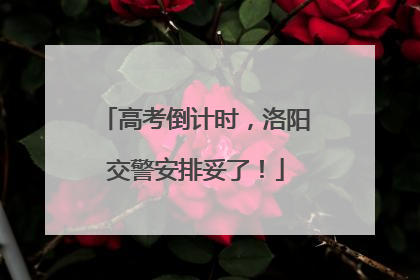 高考倒计时，洛阳交警安排妥了！